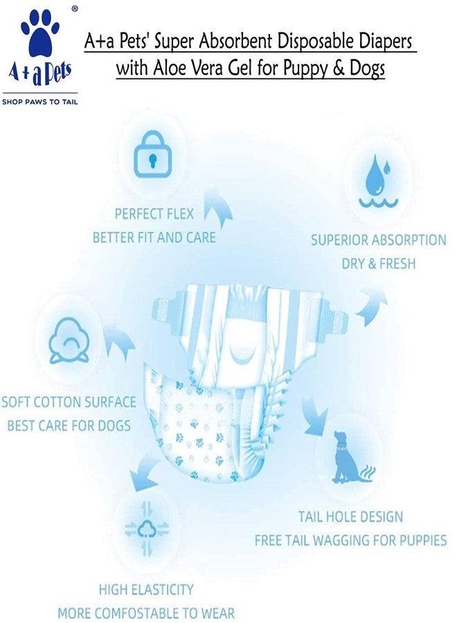 A+a Pets حفاضات A+a للحيوانات الأليفة فائقة الامتصاص للاستخدام مرة واحدة مع جل الصبار للجراء والكلاب الإناث (10 قطع/كيس) (صغير) - Image 2